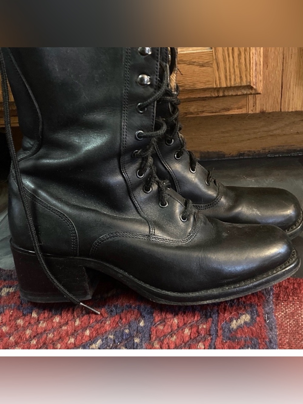 VTG Frye Black Leather Campus Lace Up Tall Boots 77180 1994 Women's Size 7.5 - Picture 5 of 8